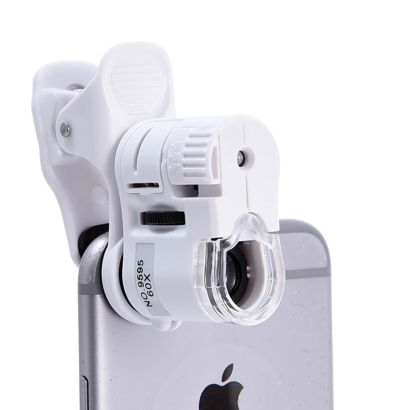 Mobile Phone Clip LED Money Detector 60 Times Light Photo Magnifying Glass Portable Antique Jewelry Optical Microscope