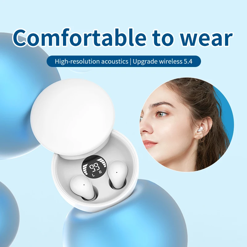 SK26 Bluetooth 5.4 Wireless Earphones Small Earbuds Sleeping Sport Invisible Headphones Bass Sound Quality Headset Sliding Cover