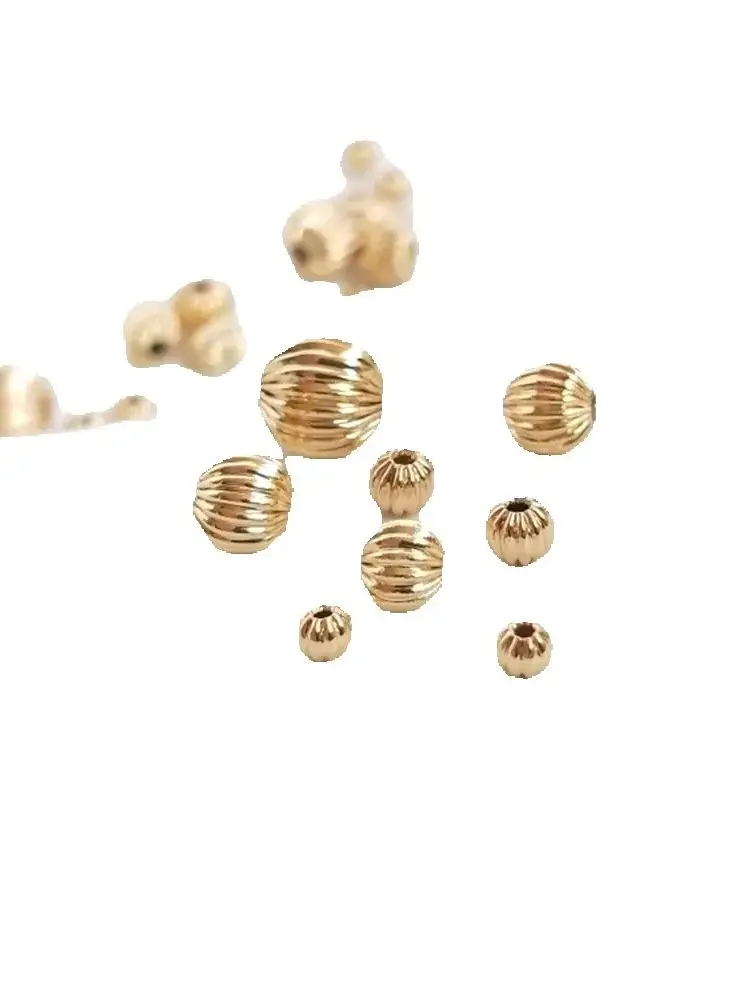 

14K Gold Color Plated Brass Lantern Bead Watermelon Bead Pumpkin Bead DIY Hand-made Loose Bead String First Jewelry