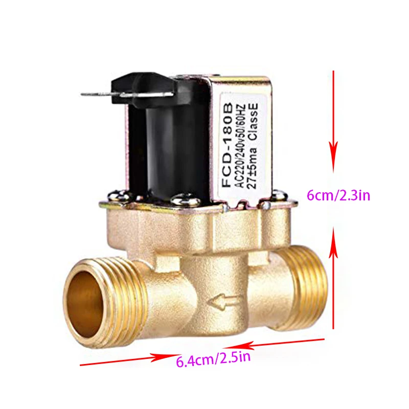 12V 24V 220V 1/2'' DN15 3/4'' DN20 Brass Electric Solenoid Valve Water Air Inlet Flow Switch for Solar Water Heater Valve