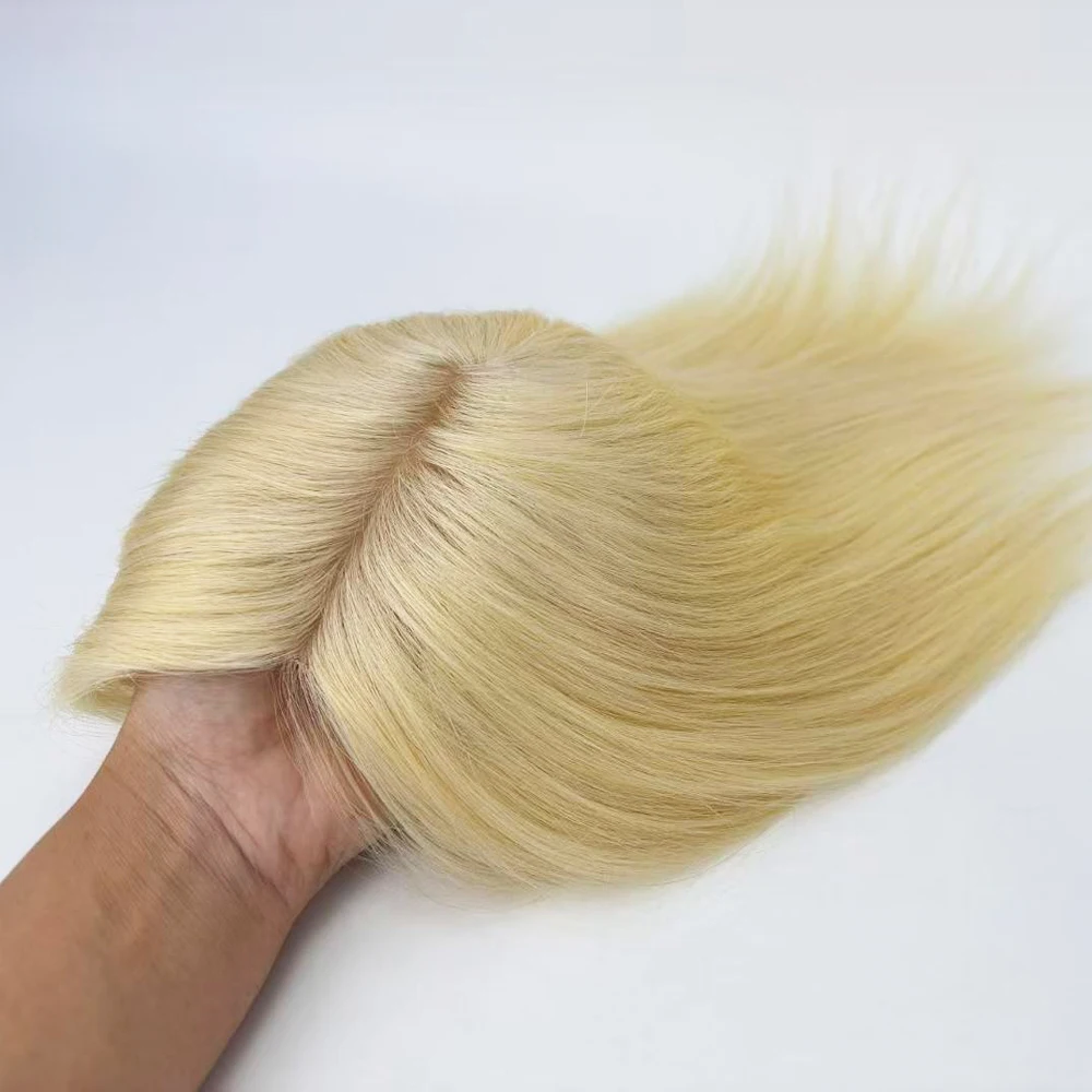 شقراء بيروك الحرير قاعدة توبر ريمي الشعر البشري سيليكون فروة الرأس الشعر المستعار للنساء لتقوم بها بنفسك اللون 150% كثافة سميكة غرامة هيربيسي