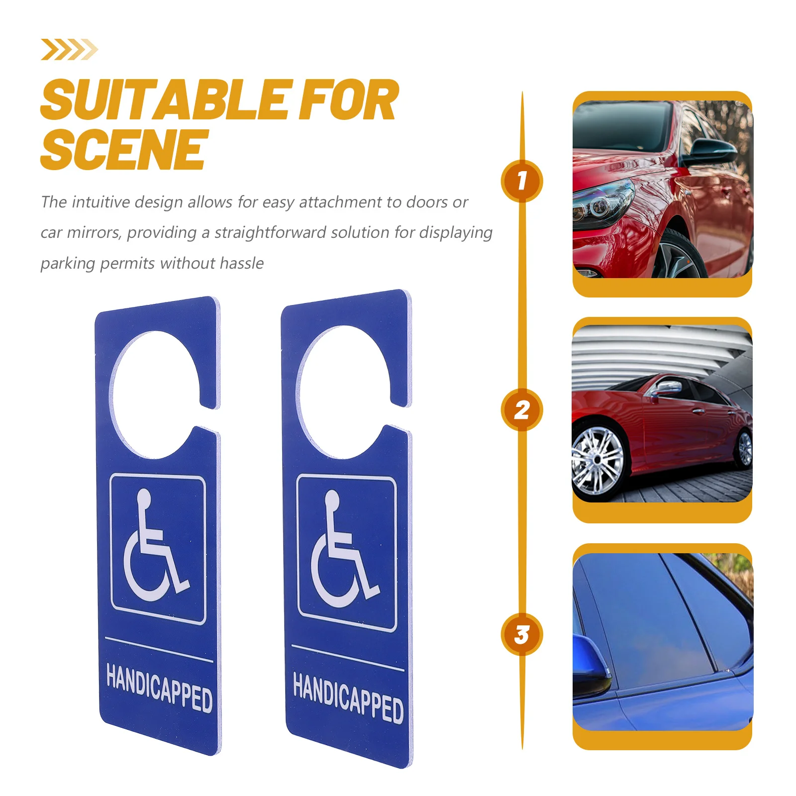 3Pcs Handicapped Parking Sign Strong Construction Easy Attachment for Indoor Outdoor Use Handicap Parking Sign