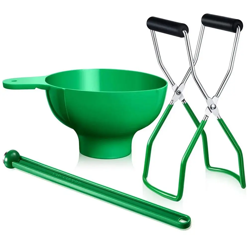 3pcs Anti-Scald Canning Kit With Grip Handle Lifter Tongs Jar Clip Heat Resistance Handle Steel Jar Lifter Rustproof Jam