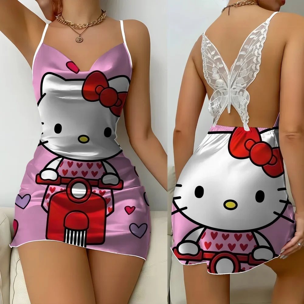 

Summer Sleepwear for Women Sexy Women's Pajama Free Shipping New Sleevesless Home Dresses Cartoon Pattern Pajama for Women