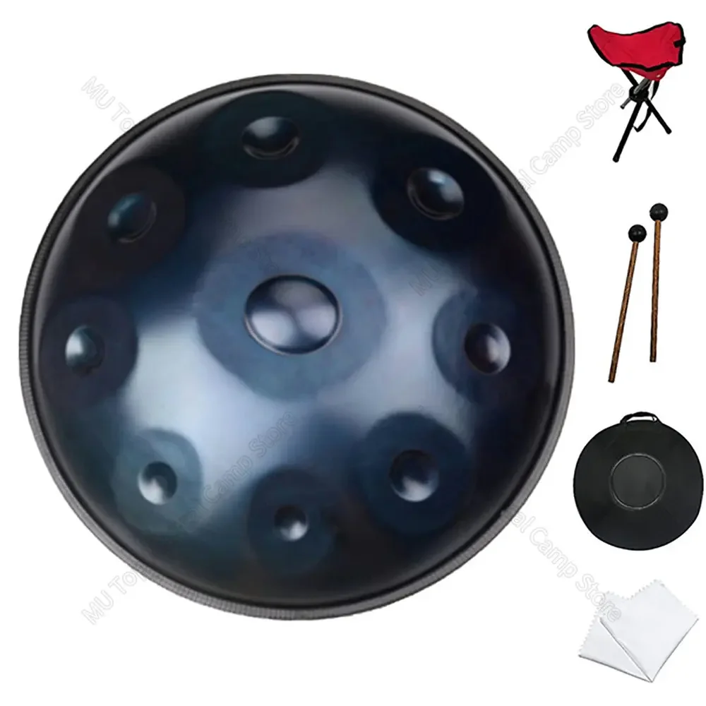 The Beautiful Sound of Steel Tongue Drum, Blue Handpan Instrument, 9 tones, about 56cm, High Quality