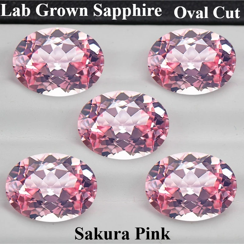 

Hot Sell Lab Grown Sapphire Oval Cut Sakura Pink Color Multiple Sizes for Diy Jewelry Making Quality Selectable AGL Certificate