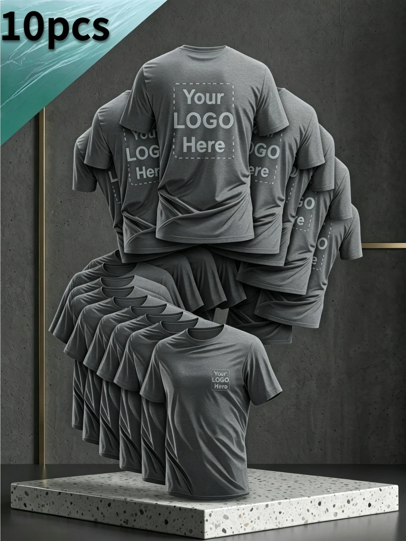 10-Piece Custom-Made Quick-Drying Short-Sleeved T-Shirts for Men. DIY Upload Pictures with Logos and Text Prints