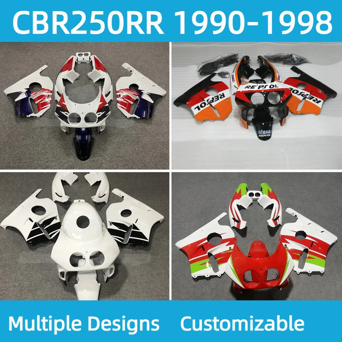 

ABS Plastic Fairings CBR250RR 1990-1996 1997 1998 Motorcycle Accessories Injection Full Fairing Kit for HONDA CBR 250RR 90-98
