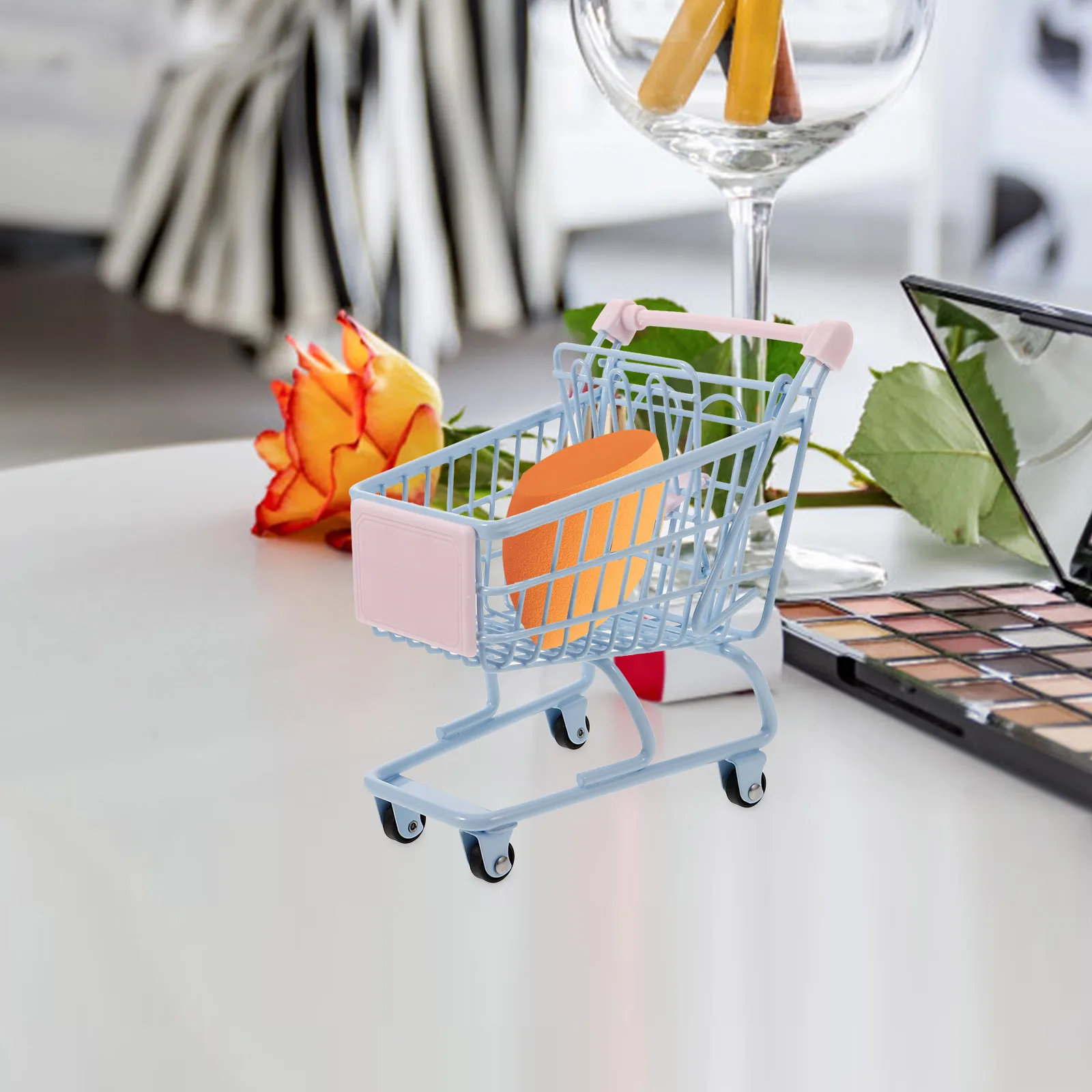 

Shopping Cart Ornaments Miniature Trolley Desk Toy Craft Storage Iron Cute Things