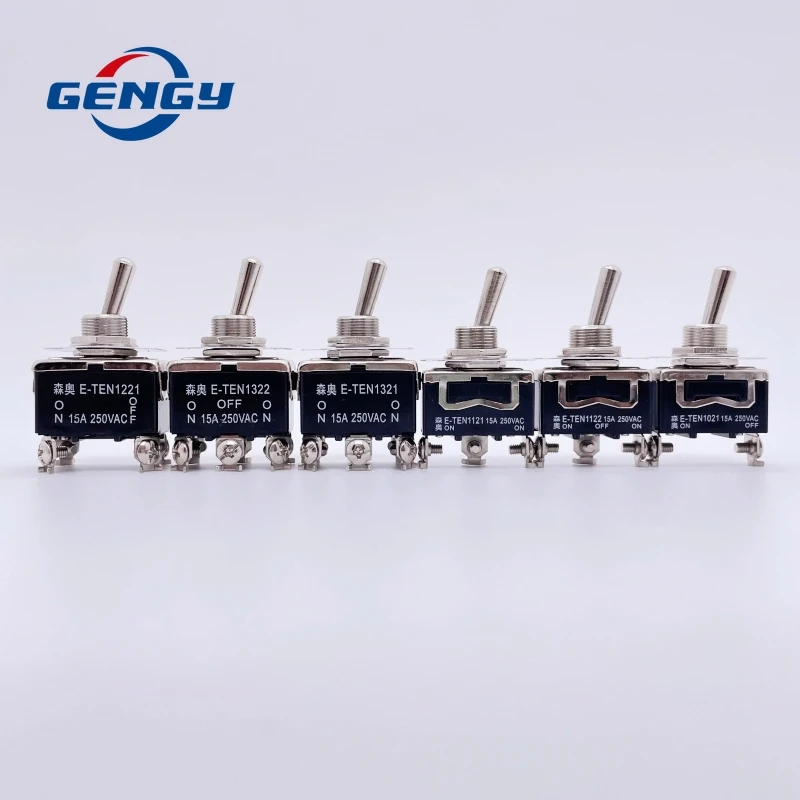 1/5 Pcs E-TEN 1021 1121 1122 1221 1321 1322 High Quality 15A 250V SPST 2 4 6 Terminal ON OFF Toggle Switch Self-locking Switch