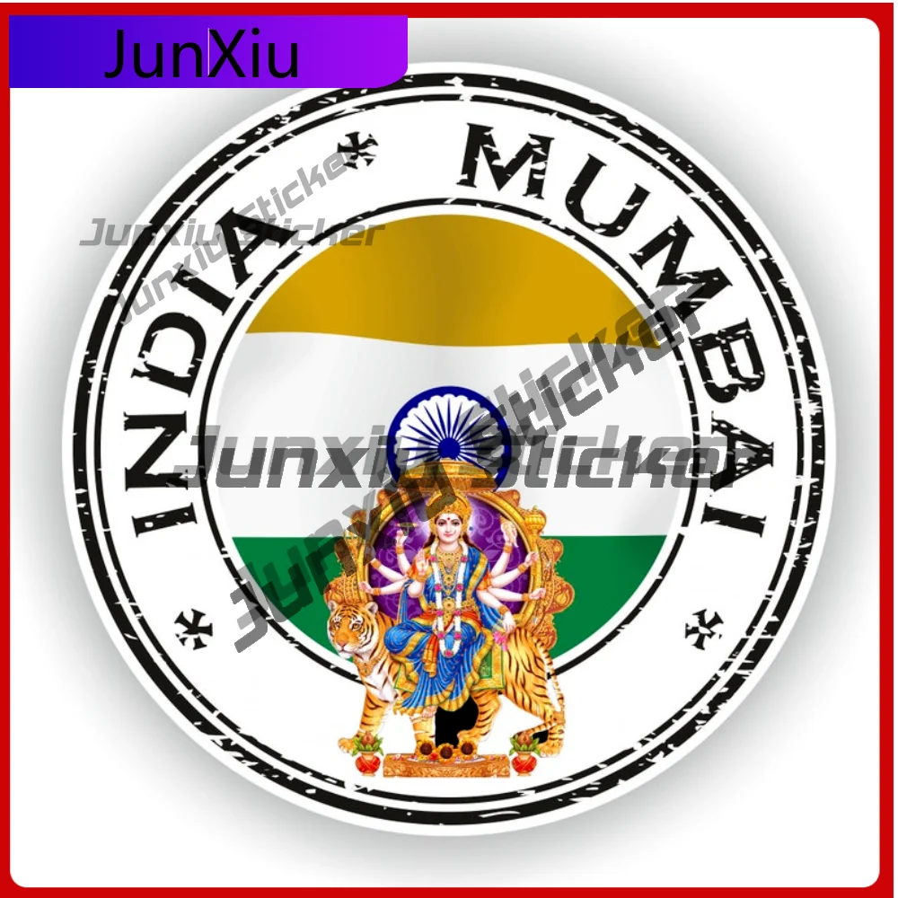 

India Mumbai Seal Sticker Round Flag Including Coat Of Arms Decoration Cover Scratches Uv Protection Designed For