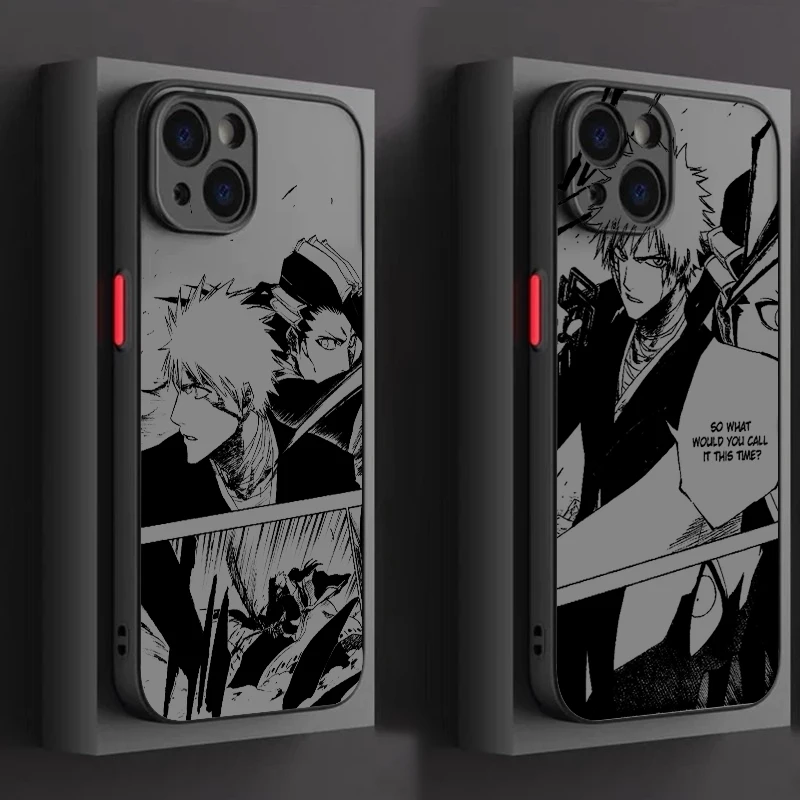 Japanese BLEACH Anime Art Frosted Translucent For Apple iPhone 15 14 13 12 11 XS XR X 8 7 SE Pro Max Plus Mini TPU Phone Case