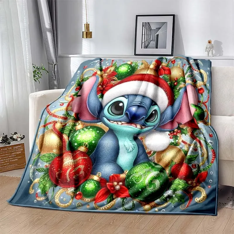 6 Sizes Warm Soft Stitch Merry Christmas Custom Blanket Fluffy Children and Adults Sofa Plush Bedspread Throw Blanket for Sofa