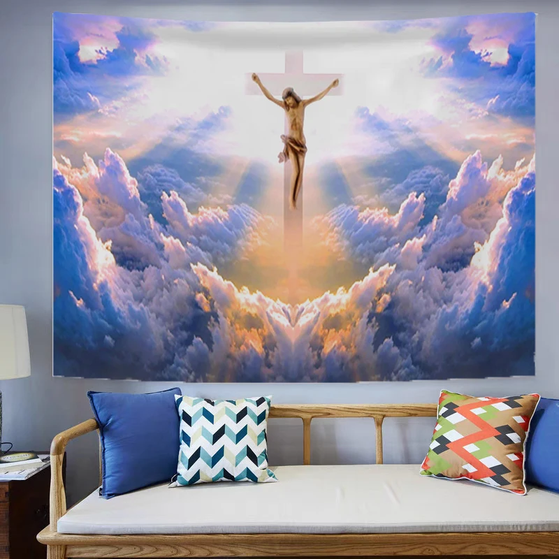 

Jesus Tapestry Wall Hanging Christianity Tapestries Room Decors Aesthetic Tapries Bedroom Decoration Decor Home Fabric the Large