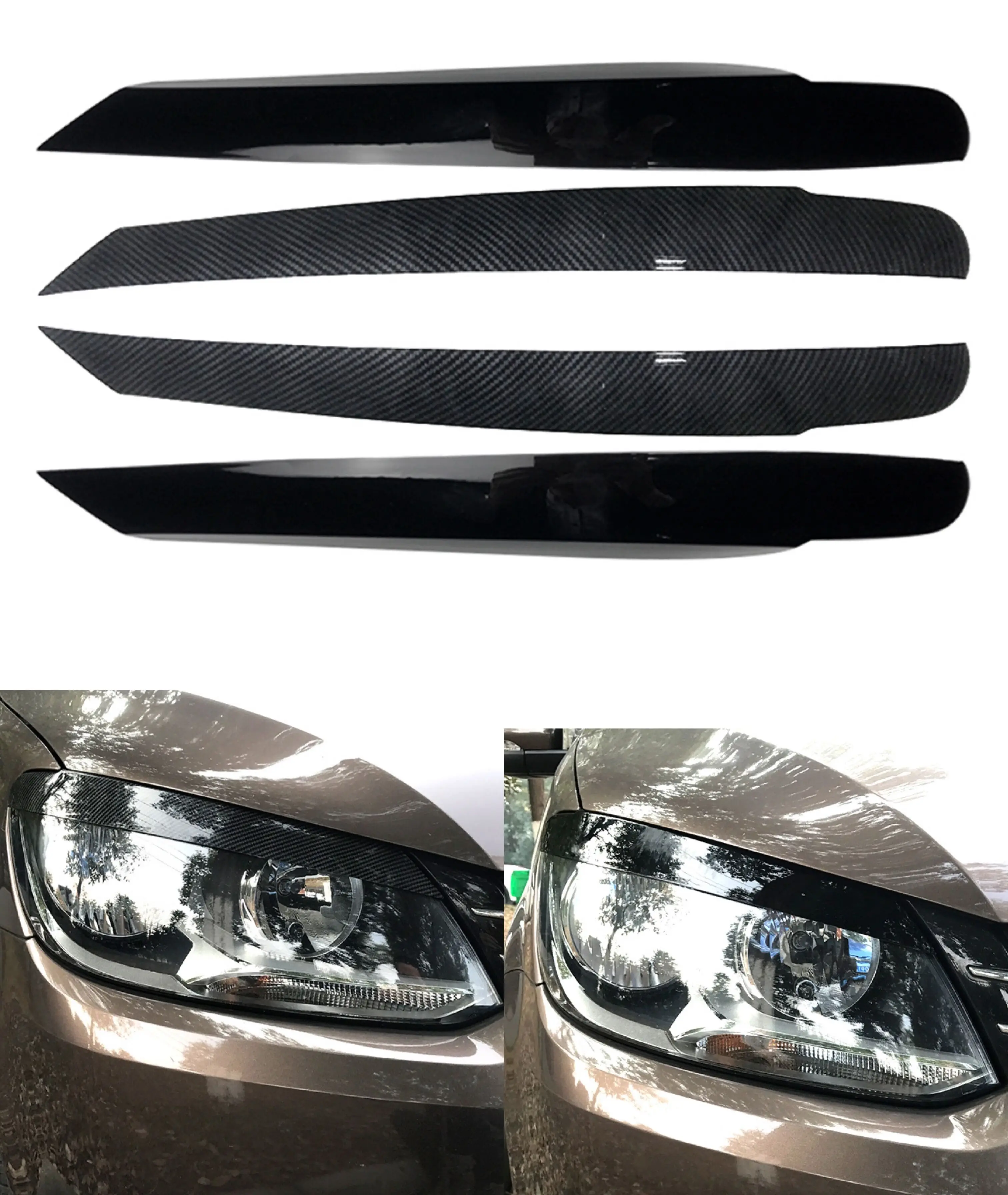 

2Pcs Front Headlight Eyelid Trim Cover Decoration For Volkswagen Touran 2011 2012 2013 2014 2015 ABS Plastic