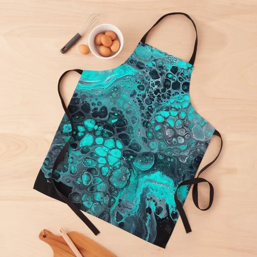 

Black and blue paint pouring artwork Apron cleanings kitchen clothes kitchen jacket woman professional kitchen Apron