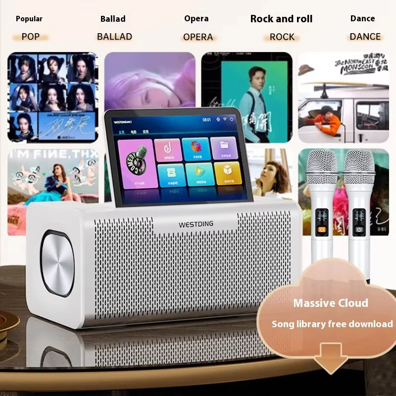 2025 All-in-One KTV Touch Screen Wireless Smart Party Bluetooth Sistema Android Potente macchina Lettori karaoke Altoparlante con microfono