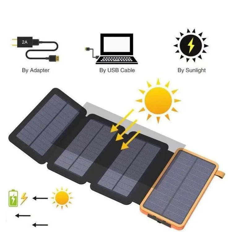 Foldable portable solar panel, fast-charging USB, solar mobile power bank