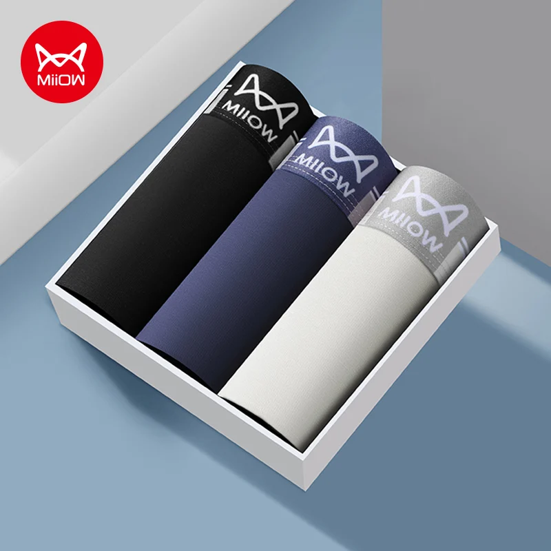 

MiiOW, 3 шт., мужское нижнее белье из мягкого хлопка, боксеры, 10A, мужские трусы с антибактериальной прокладкой, дышащие трусы, мужские трусы-боксеры