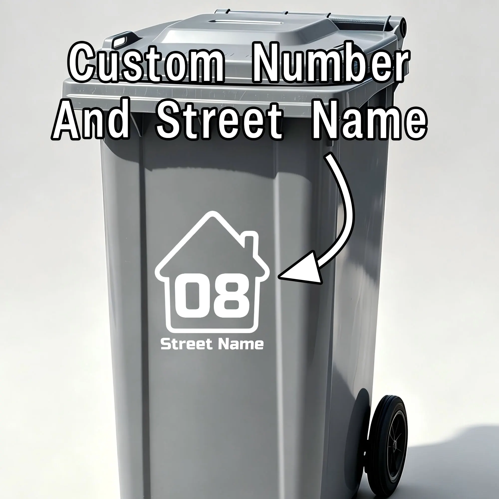 5PCS House Pattern Custom Trash Can Stickers Waterproof Personalized House Number & Street Name Outdoor Home Decor Vinyl Decals image 3