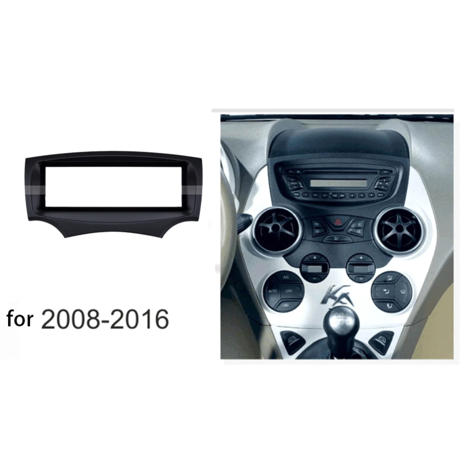 Single DIN Car CD Stereo Radio Fascia Adaptor Surround Panel Plate for Ford KA 2009 Onwards