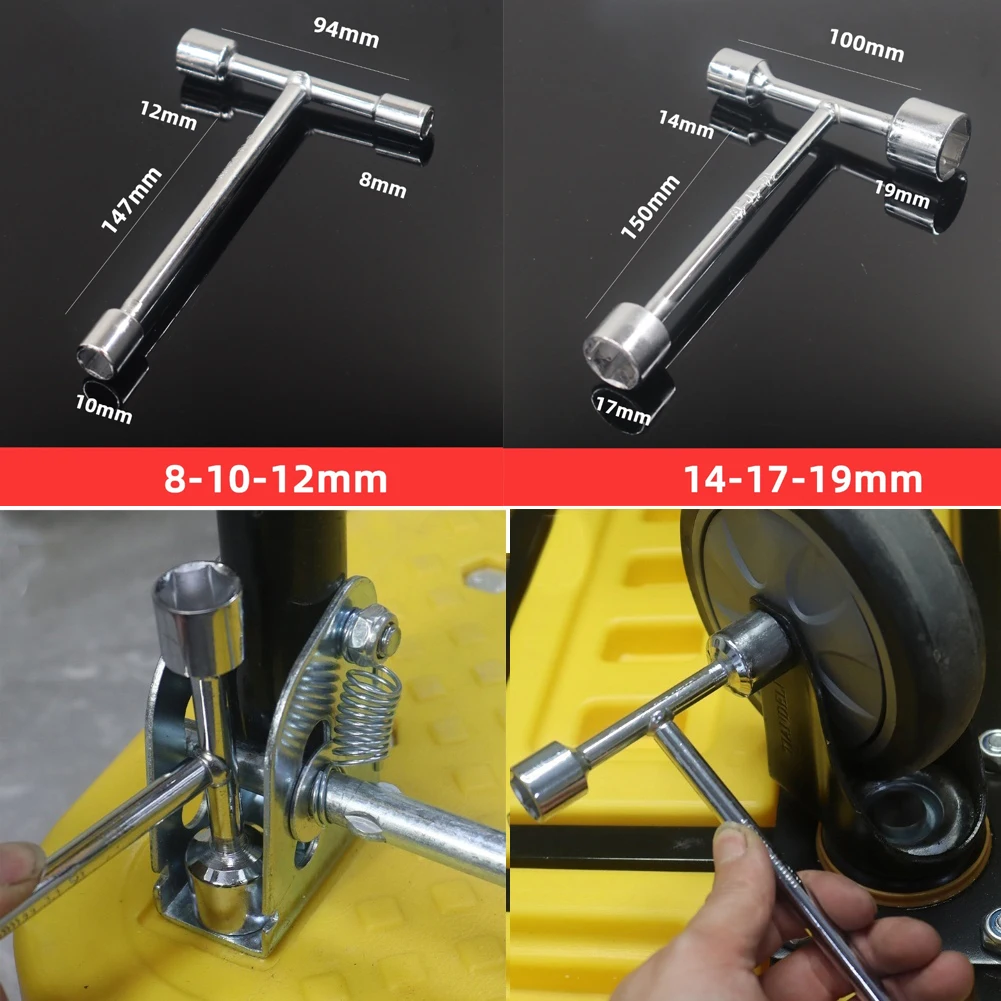 T Handle Bicycles 3 Way Hex Socket Wrench 8mm 9mm 10mm 12mm 14mm 17mm 19mm Socket Spanner For Cycling Repair Wrenches Hand Tools view 3