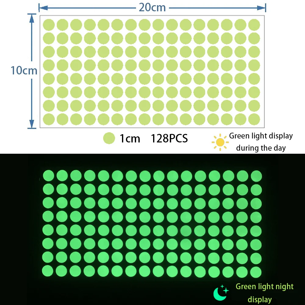 التعميم مضيئة النقاط توهج الجدار ملصق الفلورسنت المنزل غرفة الطفل Diy بها بنفسك ذاتية اللصق الزخرفية توهج في الظلام الشارات كريس #6