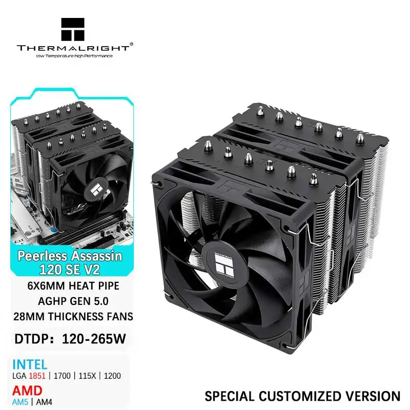 Thermalright Peerless Assassin 120 SE V2 Computer case air cooling radiator, with 120x120x28mm fan/Support LGA1851/1700/AM5/AM4