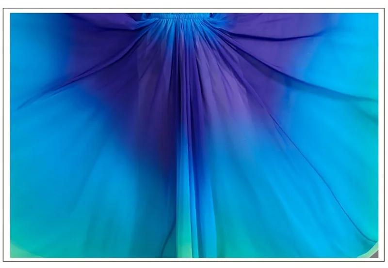2026 Farbverlauf Tanzrock Elegantes Damen-Quadrat-Tanzkleid Langes Kleid mit Elastischem Bund Großer Schwung Chiffon A-Linien-Rock – Detail 4