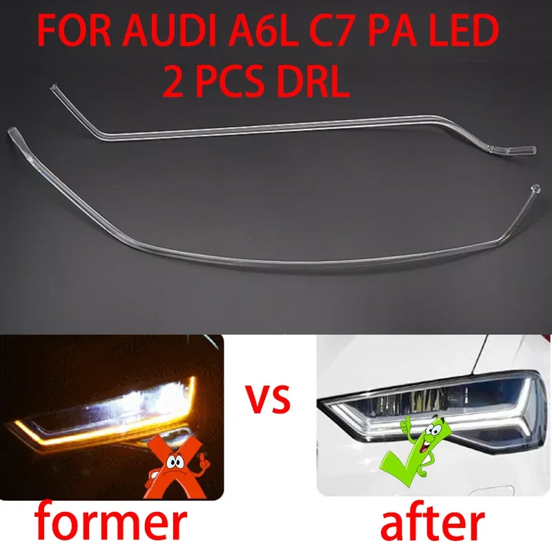 

Car LED Headlights Aperture DRL Guide Daytime Running Light Tube LED Light Bar White Light For Audi A6L C7 PA C7.5 2016-2018