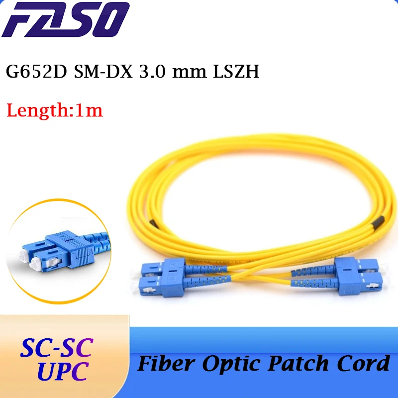 

FASO SC/UPC Single mode Fiber Optic Patch Cable SC SC SM DX 3.0mm 9/125um FTTH Fiber Patch Cord Optical Fiber Jumper 1m