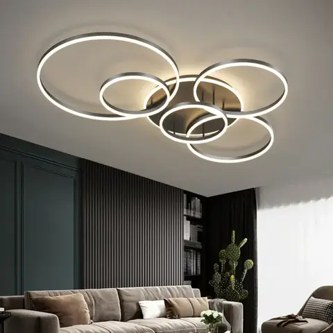 2025 Nordic 5 Ring Led Ceiling Chandelier Dimmable For Dining Living Room Hall Bedroom Pendant Lights Home Decor Design Luminair