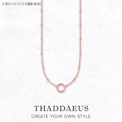 Charm Necklace Rose Gold Color Round Carrier Summer Fashion Jewelry Europe Link Chain 925 Sterling Silver Gift For Women