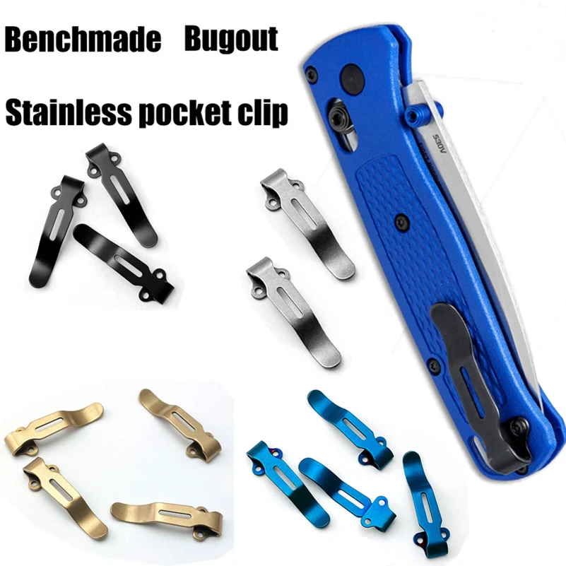 3pcs/lot 5 Colors Stainless Steel Material Knife Pocket Clip Back Clamp for Benchmade Bugout 535 Knives DIY Making Accessories