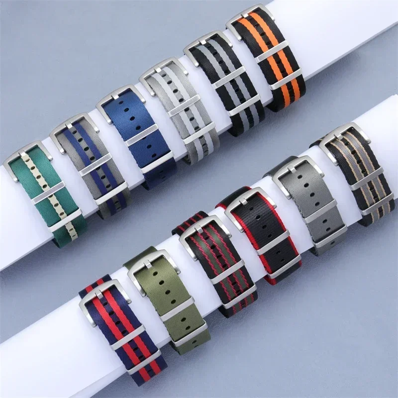 20mm 22mm Nylon Bracelet Soft Watchband For Omega Rolex Seiko Tudor Strap Speedmaster 007 Wristband Military For Seiko Braid