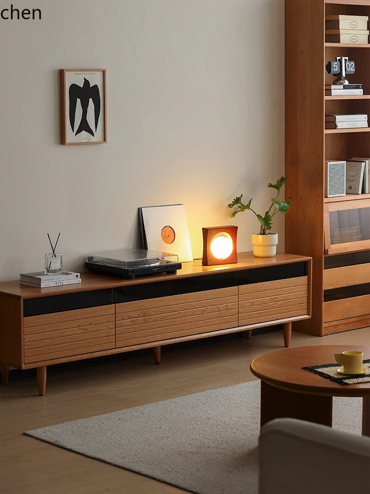 

YXY Small Apartment Cherry Wood Storage Cabinet Coffee Table TV Cabinet Set