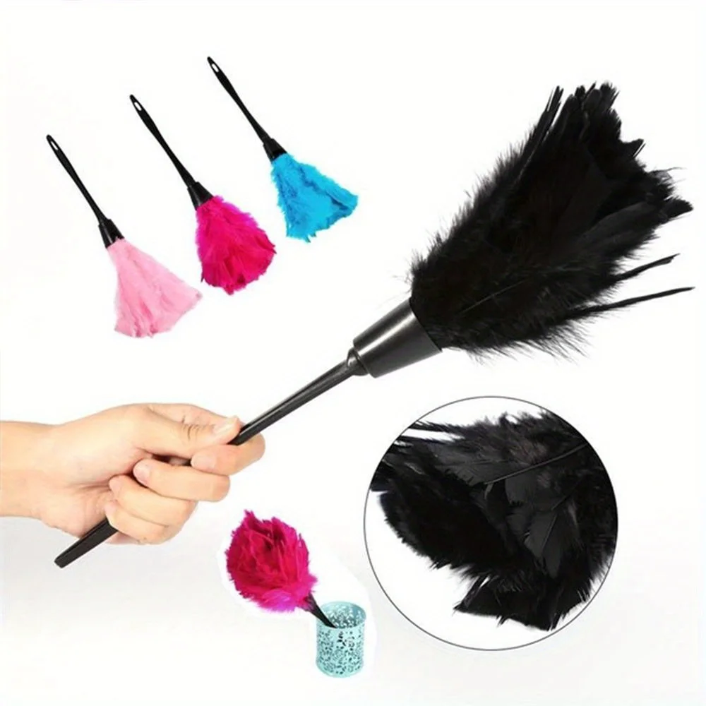 Soft Turkey Feather Duster Household Home Cleaning Tools 4 Colors Long Handle Dust Brush for Furniture Car Clean