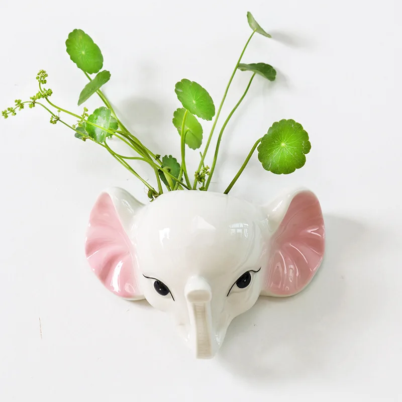 

Wall-mounted Vase Background Wall Cartoon Elephant Simulation Animal Suspension Children's Room Modern Home Decoration