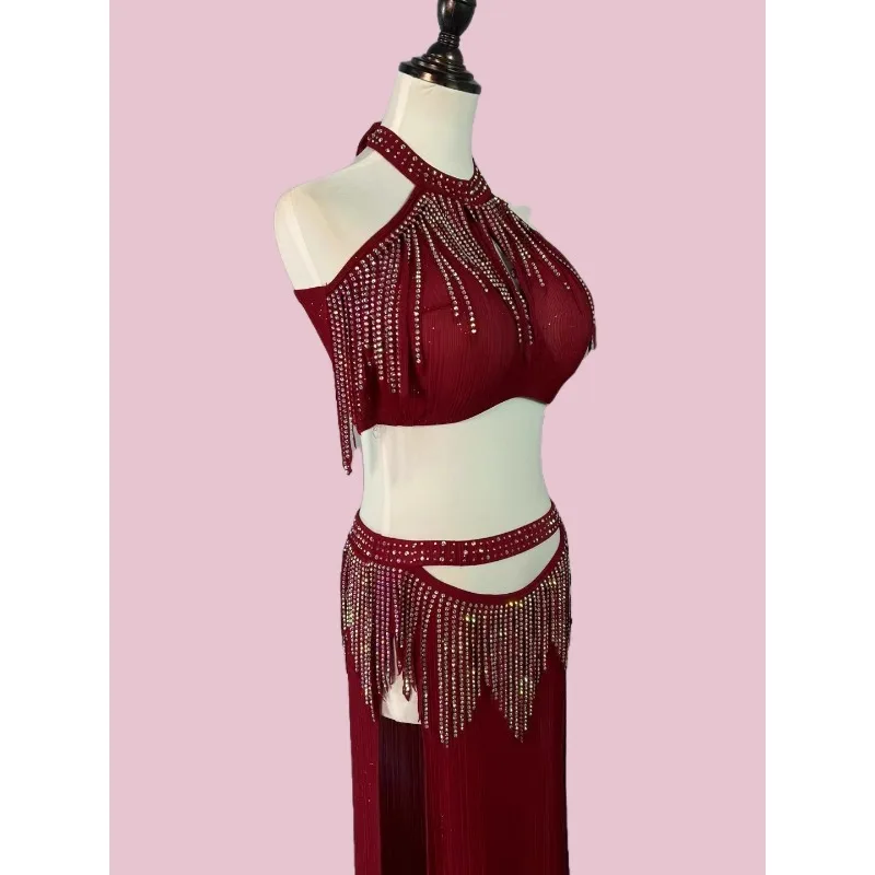 Customized New Belly Dance Costume Practice Dress Set Shiny and Sexy Eastern Dance Performance Dress Indian Clothes Women