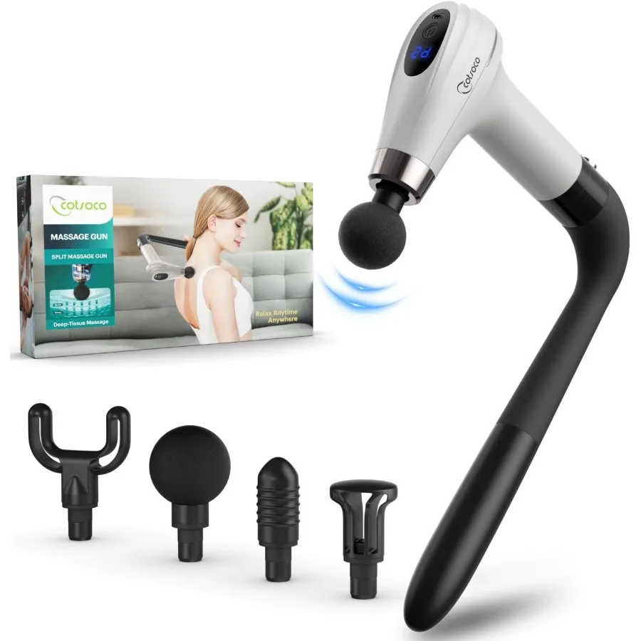 

Massage Gun with Upgraded Extension Handle Percussion Deep Tissue Back Massager with 4 Massage Heads and 6 Speed Levels Muscles