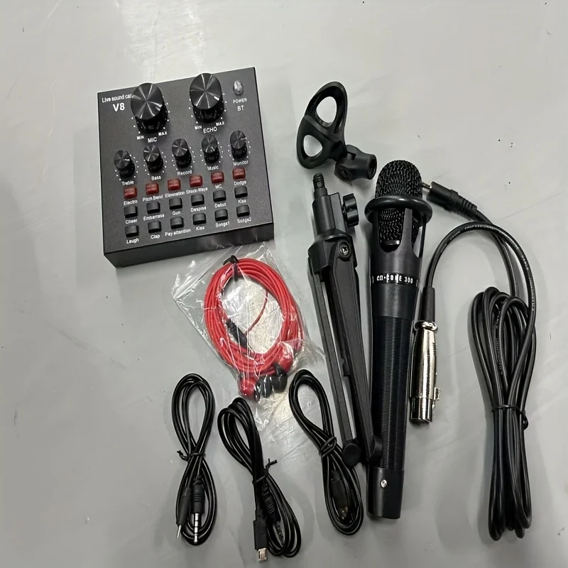Grenzüberschreitender heißer Stil V8 Soundkarte Broadcast-Ausrüstung Anzug Computer Telefon Triller Spiel Host spezielles Mikrofon Mikrofon