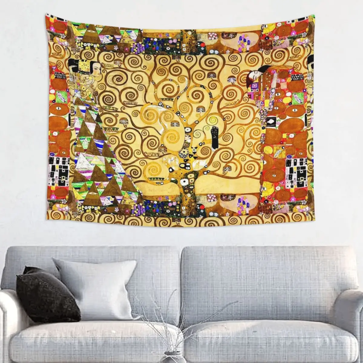 Tree Of Life Stoclet Frieze Gustav Klimt Tapestry Colorful Polyester Wall Hanging Room Decor Background Cloth Art Tapestries