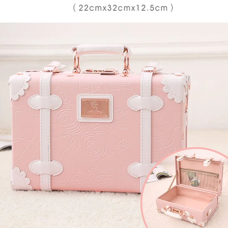 2024 The new Korean version of retro portable female makeup box storage box 14 inches student luggage mini portable gift