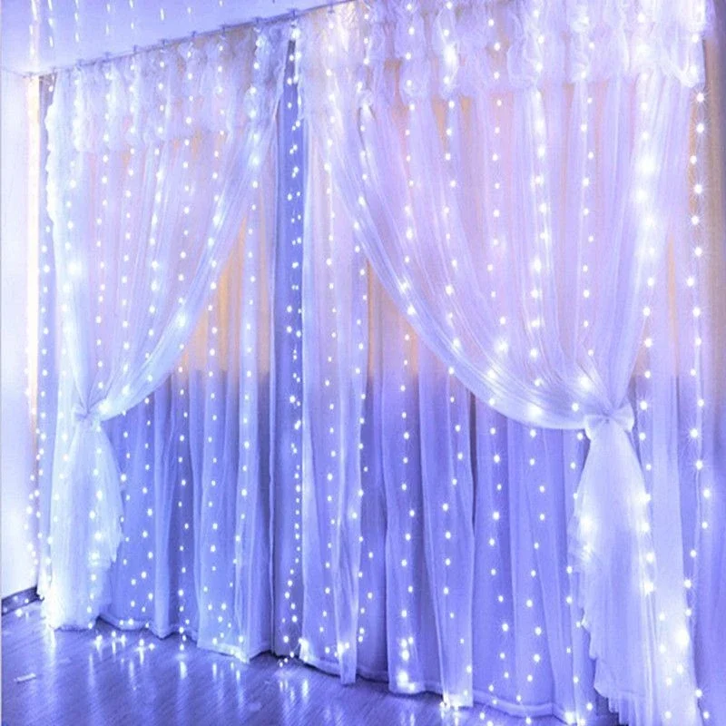 8 Modes Remote Control LED Curtain String Lights USB Garland Fairy Light Holiday Wedding Party Christmas Decor for Bedroom Home