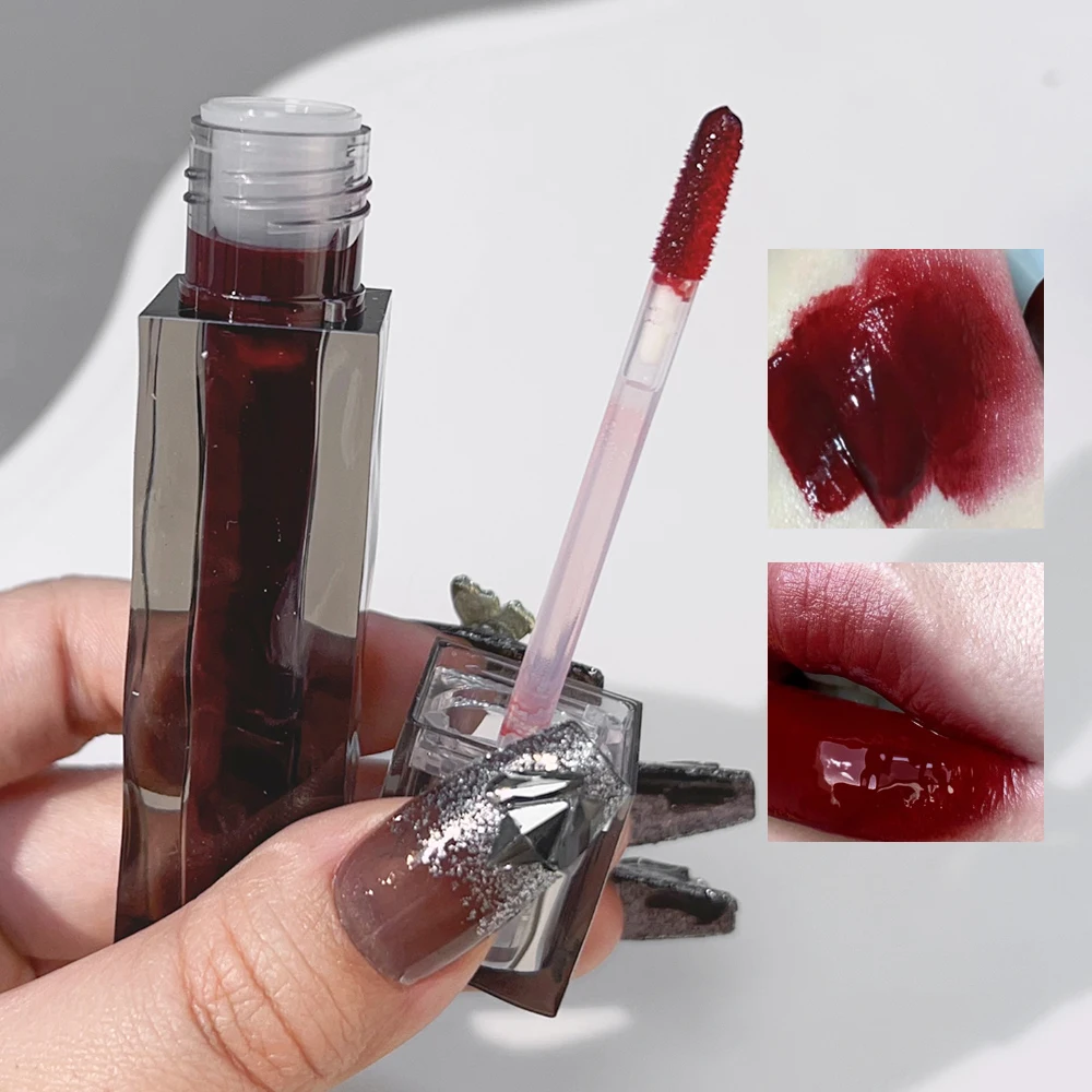 Espelho hidratante de 6 cores Lip Gloss, impermeável, duradouro, copo antiaderente, batom líquido, chá preto nu vermelho, cosméticos para maquiagem labial