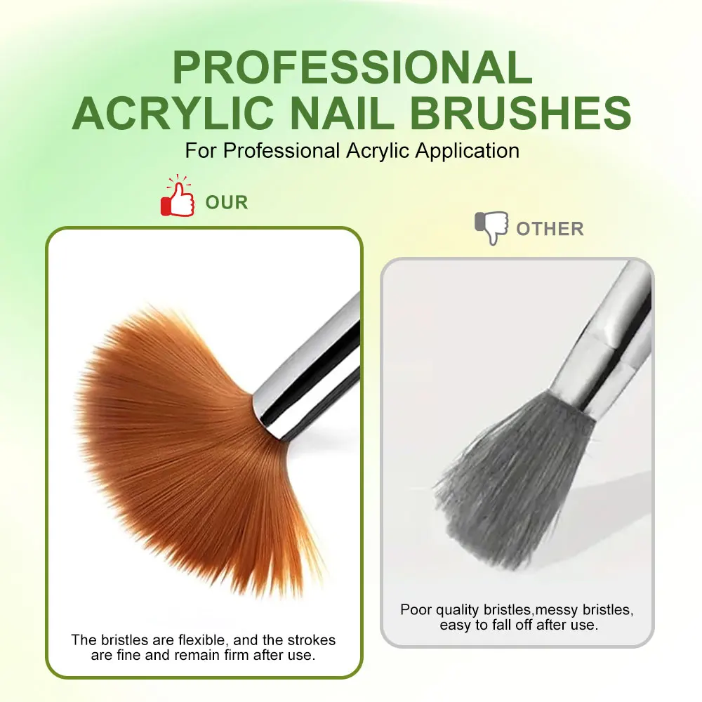 Kit de pinceaux pour Nail Art en acrylique, 3 pièces, poudre acrylique professionnelle, brosse à ongles étendue pour Nail Art, gravure 3D, outil de Salon de Nail Art