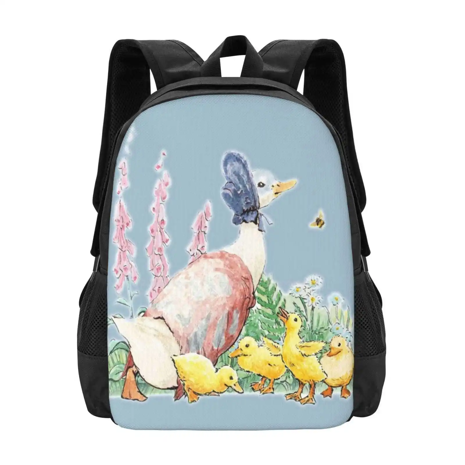 Jemimah Puddle-Duck-Beatrix Potter Pattern Design Bagpack School Bags Jemimah Puddle Duck Baby Ducklings Spring Beatrix Potter