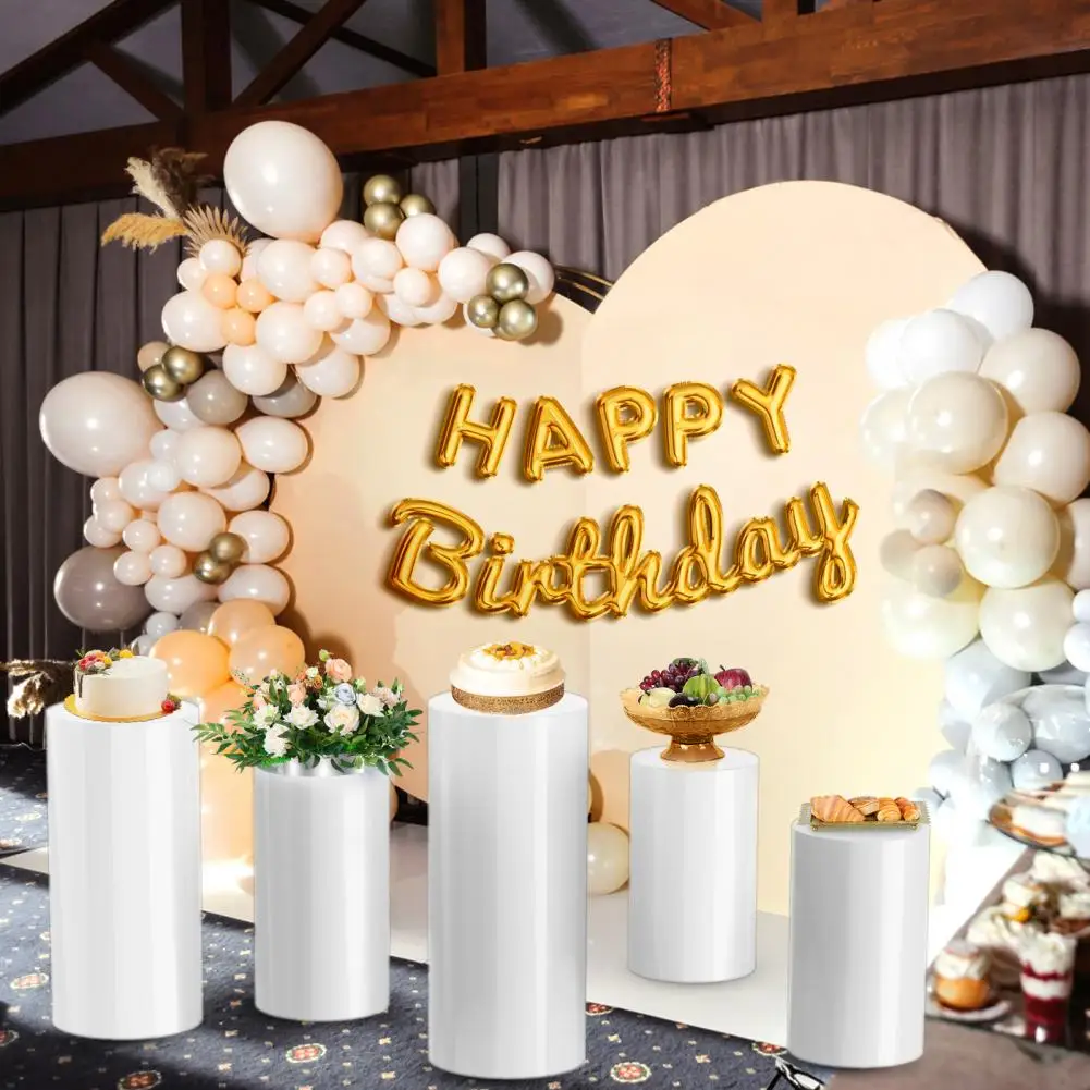 Pedestal Stand, Cylinder Pedestal Stands, White Round Cylinder Pedestal Display Plinth Pillars for Wedding Party Decor (5Pcs)