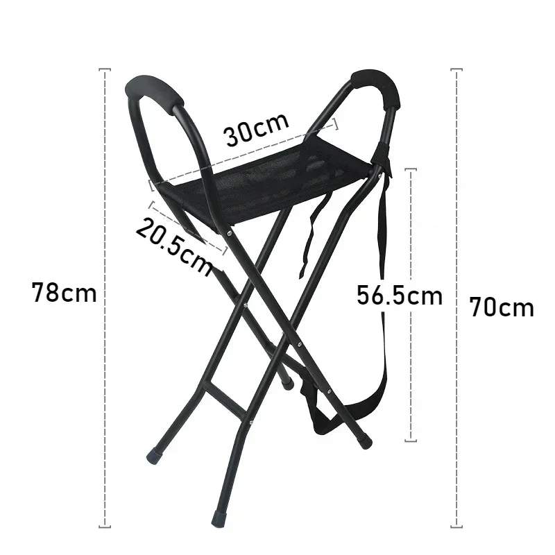 Aluminum Alloy Lightweight Four Legged Elderly Cane Stool Foldable and Portable Cane Chair Elderly Cane Sitting Stool