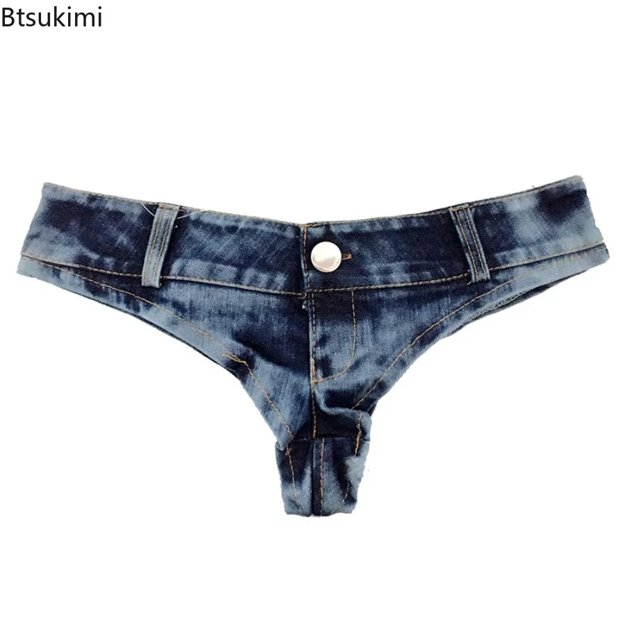 New Sexy Summer Low Waist Hollow Club High Stretch Perforated Hot Pants Casual Pants Denim Shorts Ultra Short Jeans for Women
